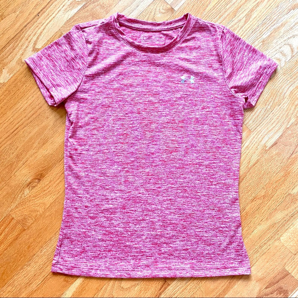 Under Armour Heatgear Pink Short Sleeve T Shirt Tech Twist Small S Space Dye